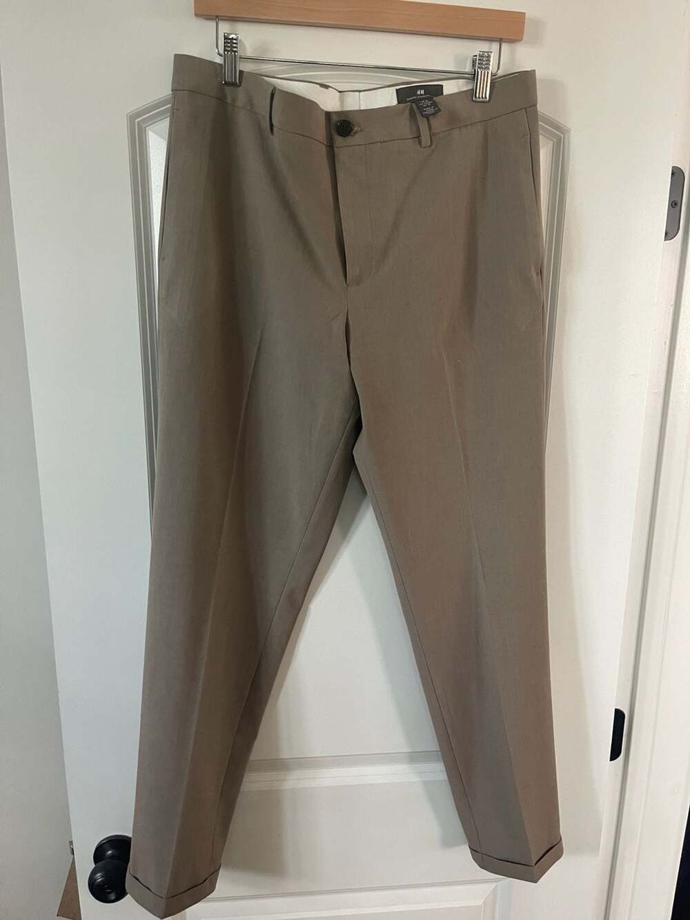 H&M Slim Fit Taupe Dress Pants Trousers with Cuffs